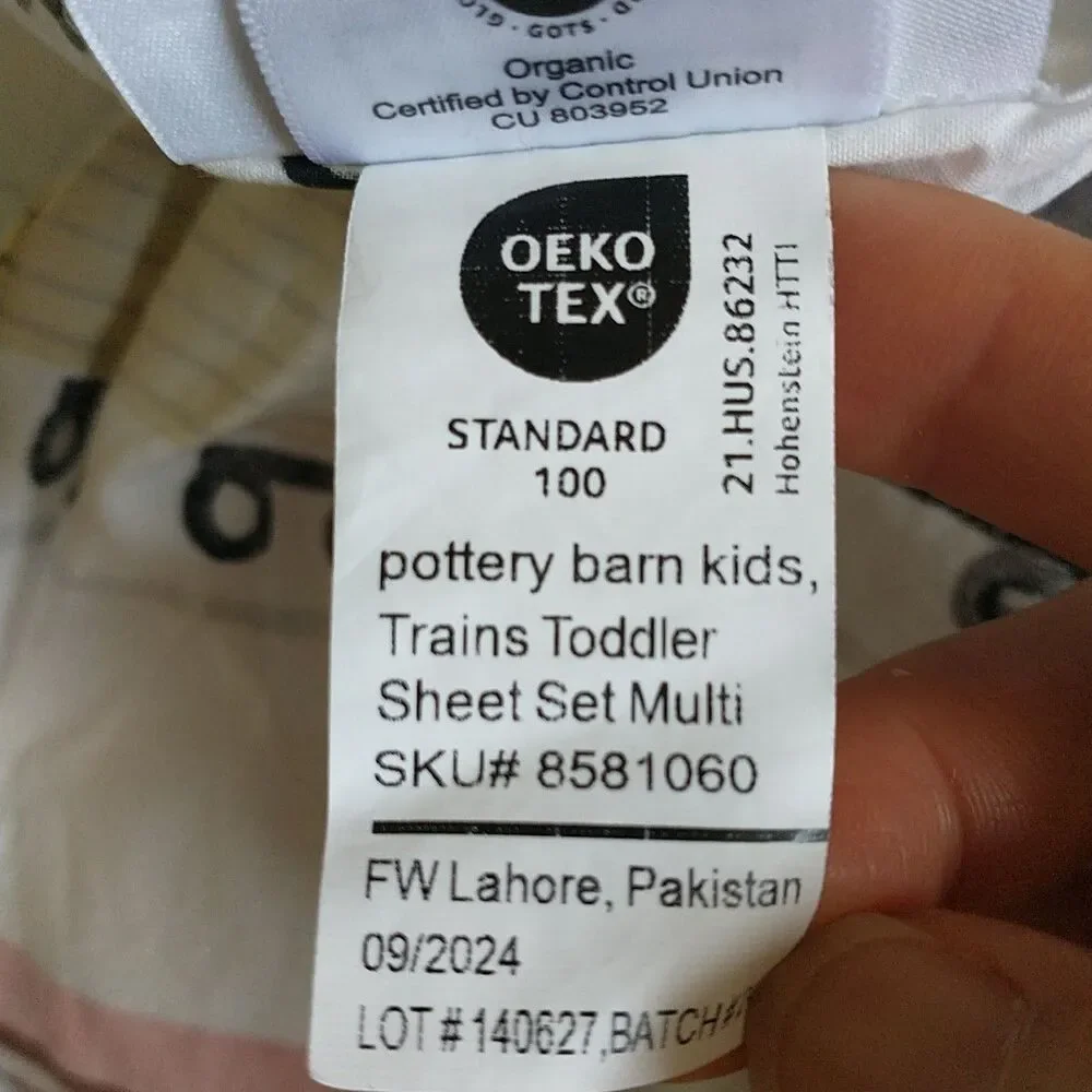 Pottery Barn Kids Crib Sheet Set Train Novelty Baby Boy 100%Organic Cotton